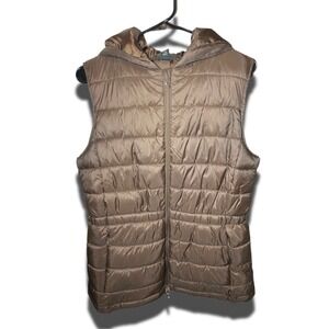 Hooded Puffer Vest Swiss Tech Medium 8-10 Cinch Waist Zip-Up